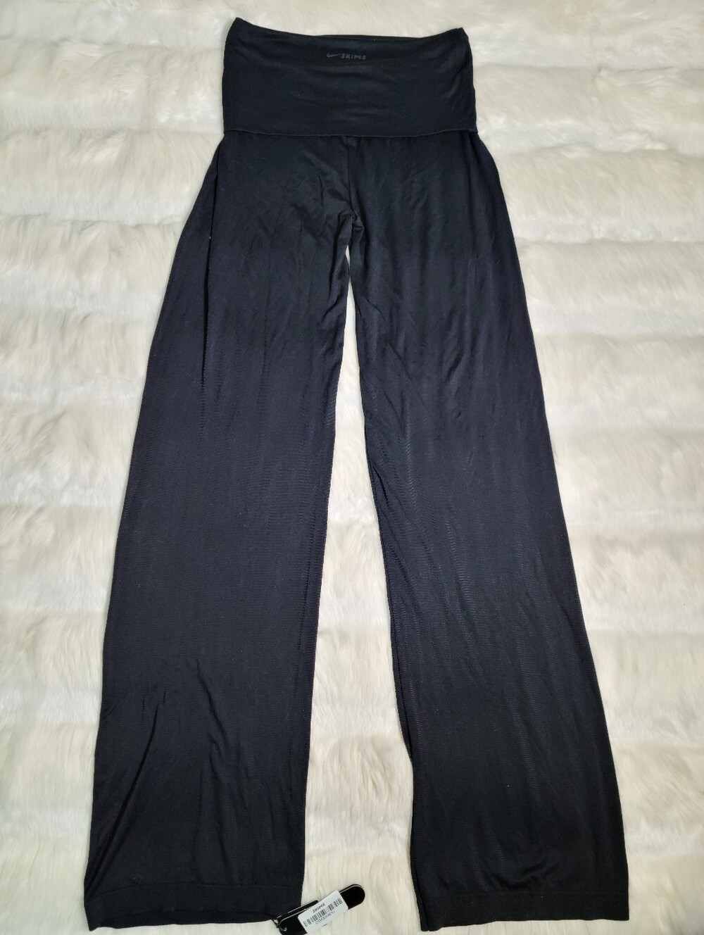 Nike SKIMS Stretch Knit Fold Over Wide Leg Pants Black Obsidian XS NEW - Picture 2 of 6